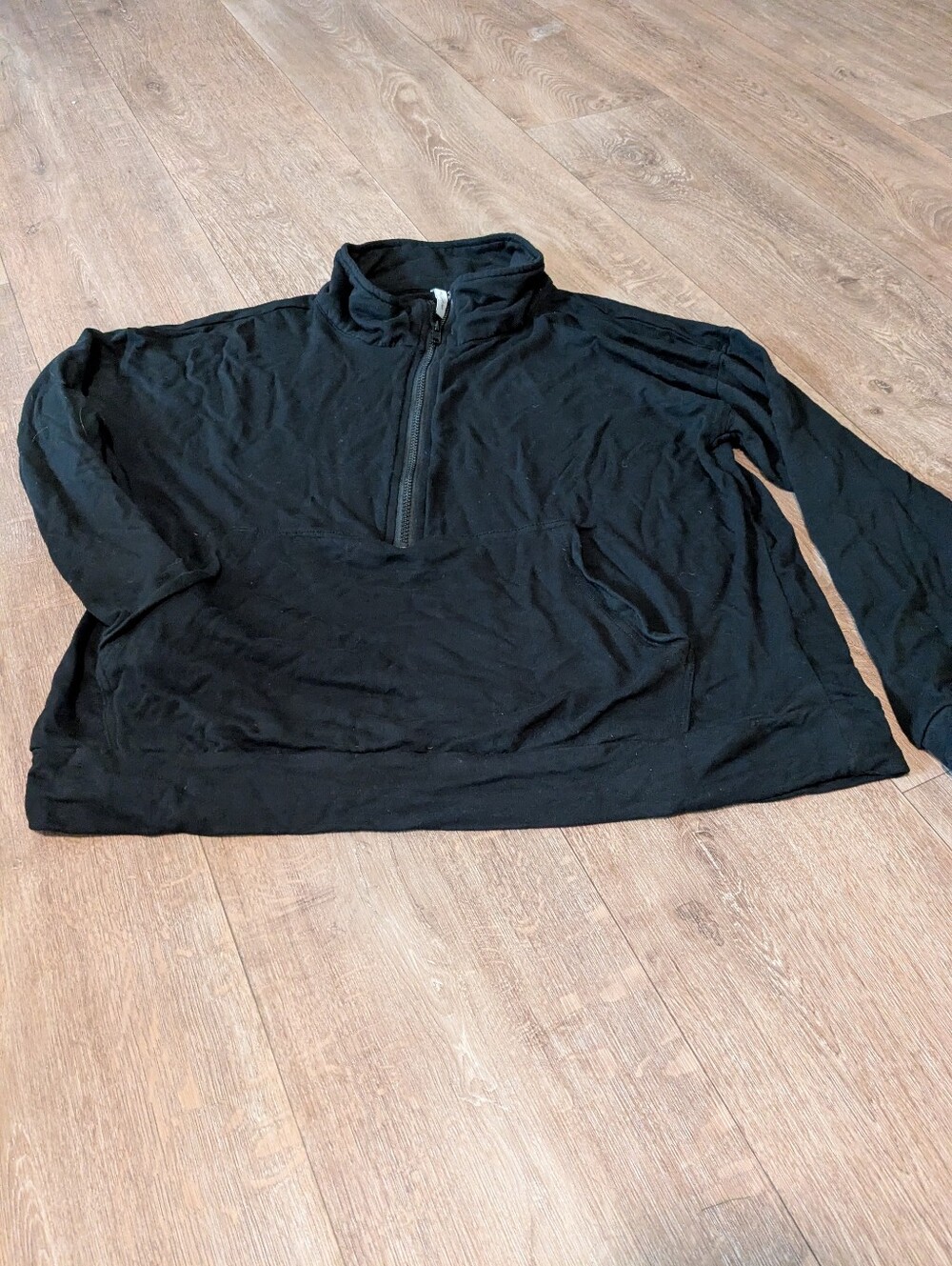 Black Quarter-Zip Pullover Sweatshirt